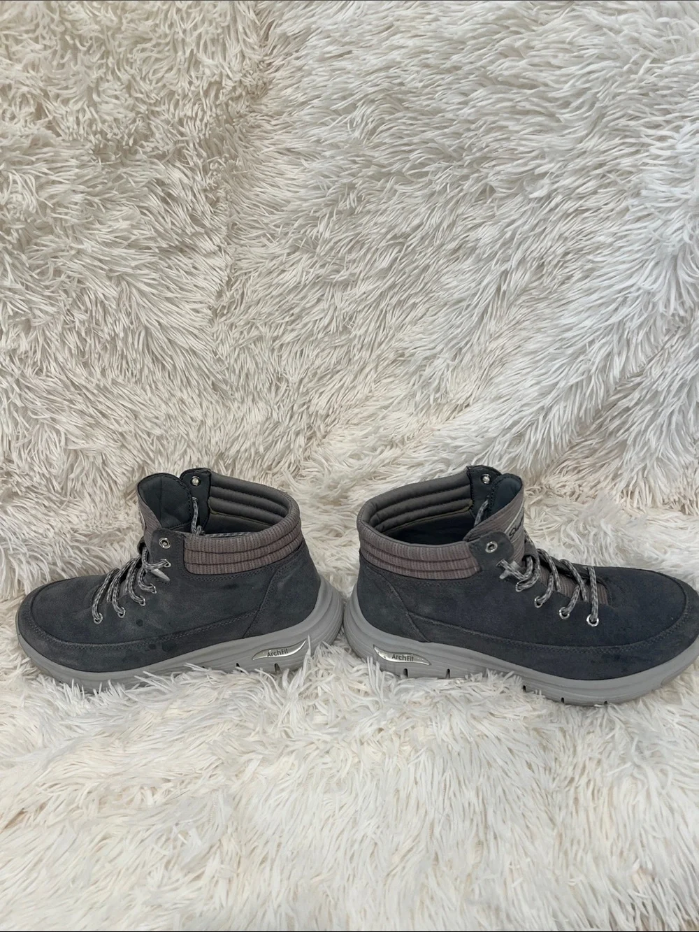 Skechers Women’s Charcoal Gray Suede Lace-Up Hiking Boots